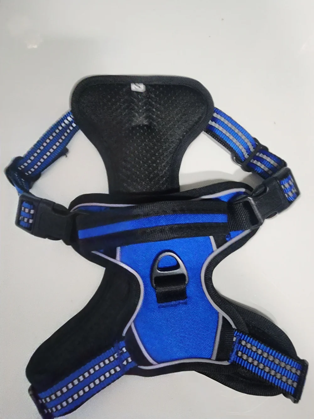 Sturdy Blue Reflective Dog Harness with 2 Metal D-Ring For Size S Up To 20 lbs